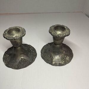 Vintage Godinger Collection Vintage Silverplate Candlestick Holders Pair 3 1/2”